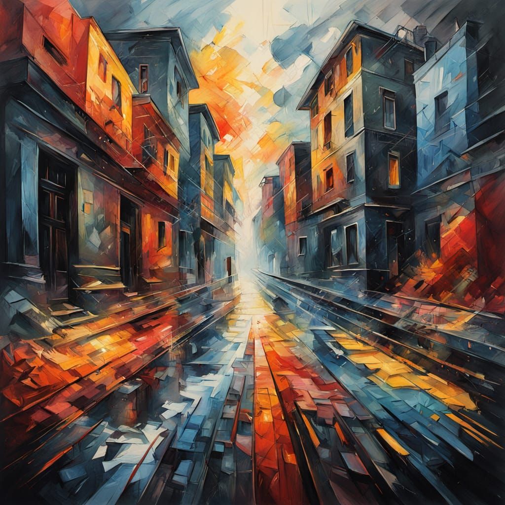 Heart Prism: Abstract Cubism in Expressionist Style