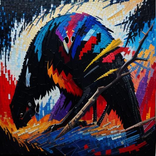 Colorful Mosaic Patchwork in Neo-Impressionist Style