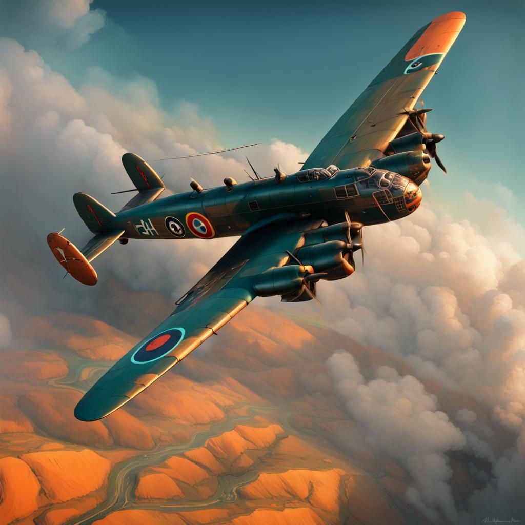 Avro Lancaster in Flight: Hyperdetailed Concept Art
