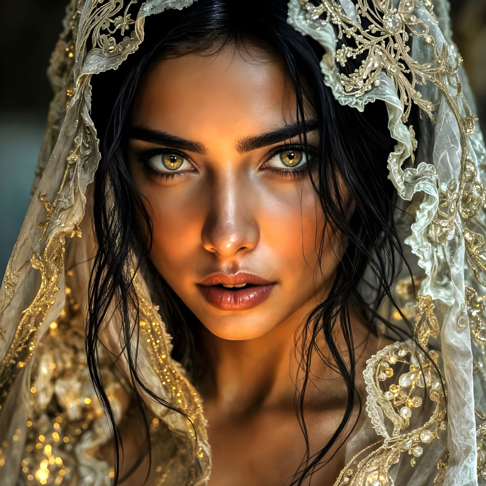 Hauntingly Beautiful Persian Woman in Candlelight