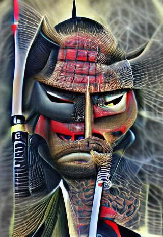 Samurai Warrior in Bamboo Forest: Dramatic Lighting