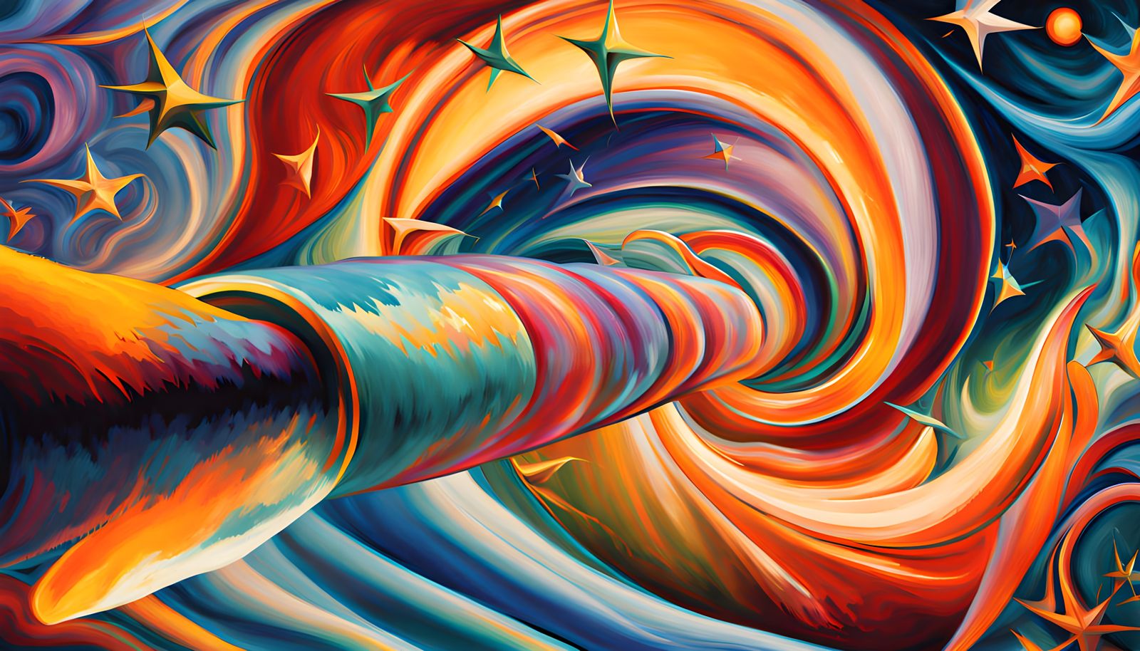 Surreal Cosmic Vortex in Vibrant Oil Painting Style