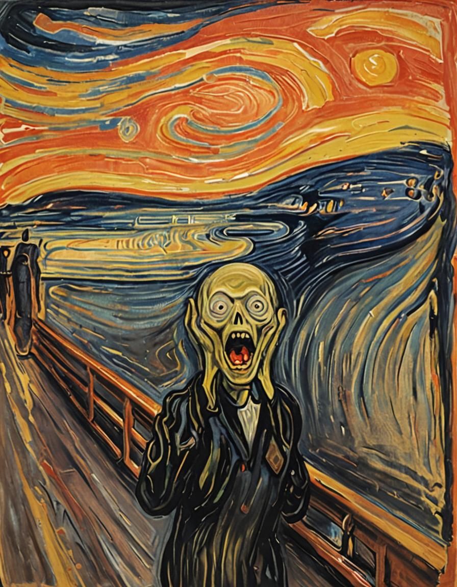 Distressed Figure Evokes Renaissance Painting Techniques