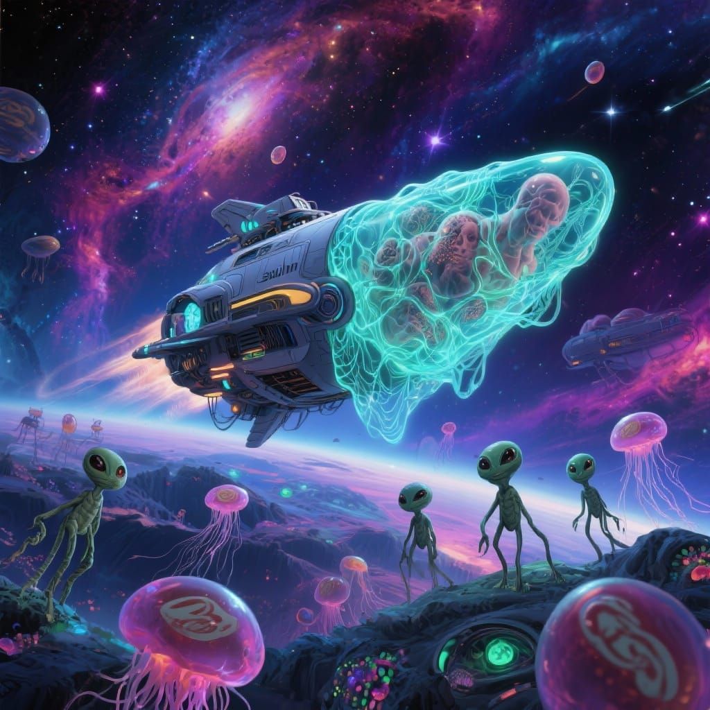 Soulinium Spaceship Voyage Through Starry Galaxy