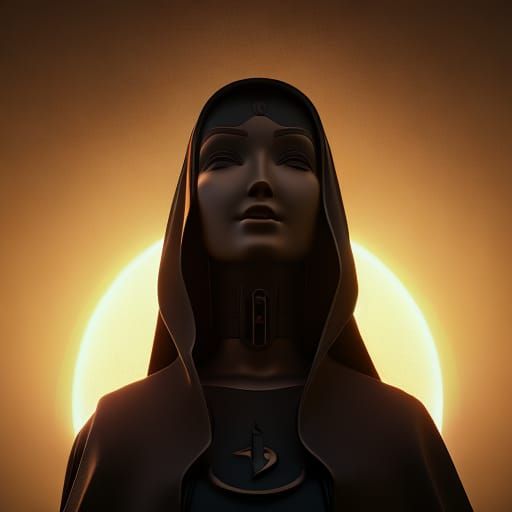 Virgin Mary in Sci-Fi Gothic Prayer