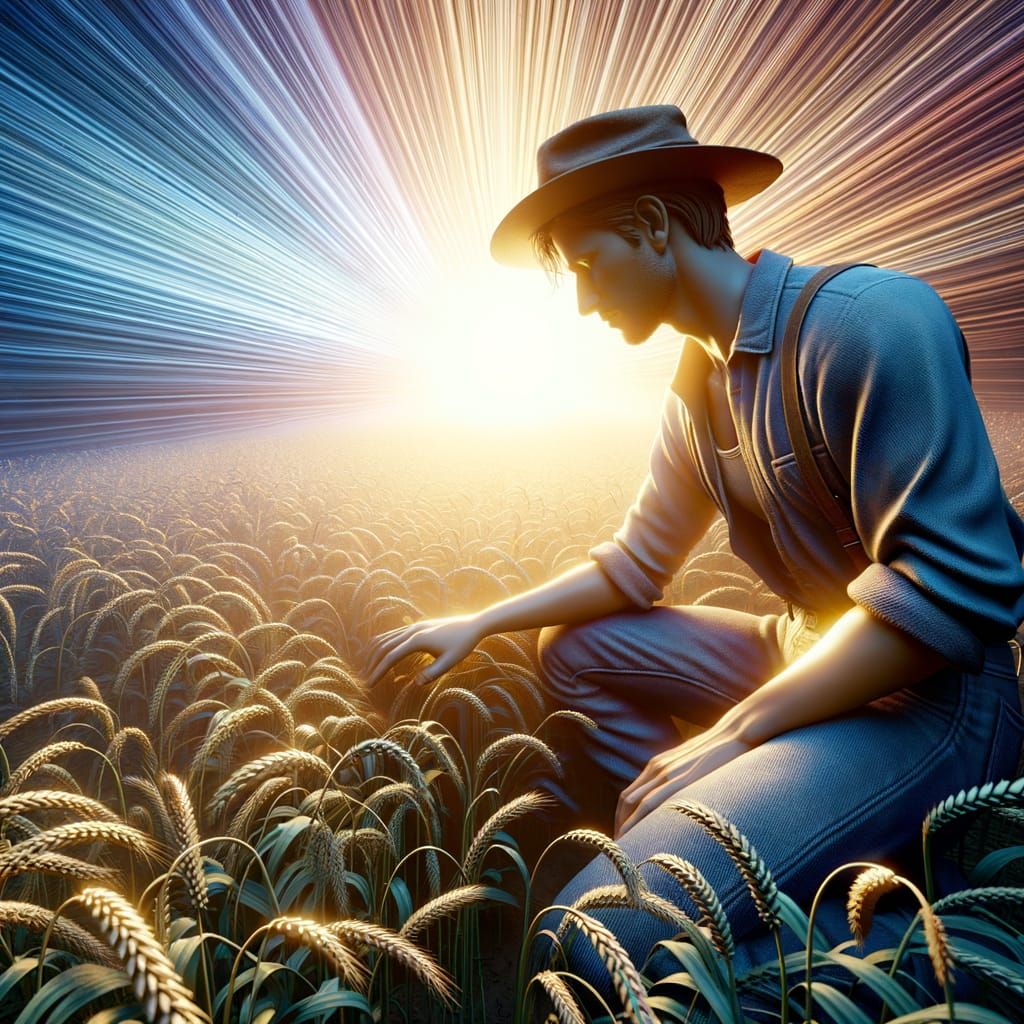 Agricultural Engineer in Field Work, 3D Digital Art