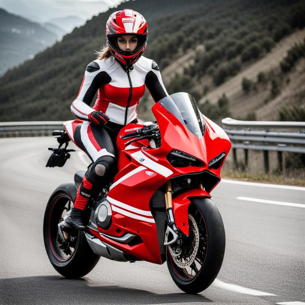Ducati Motorcyclist on Mountain Road at Sunrise