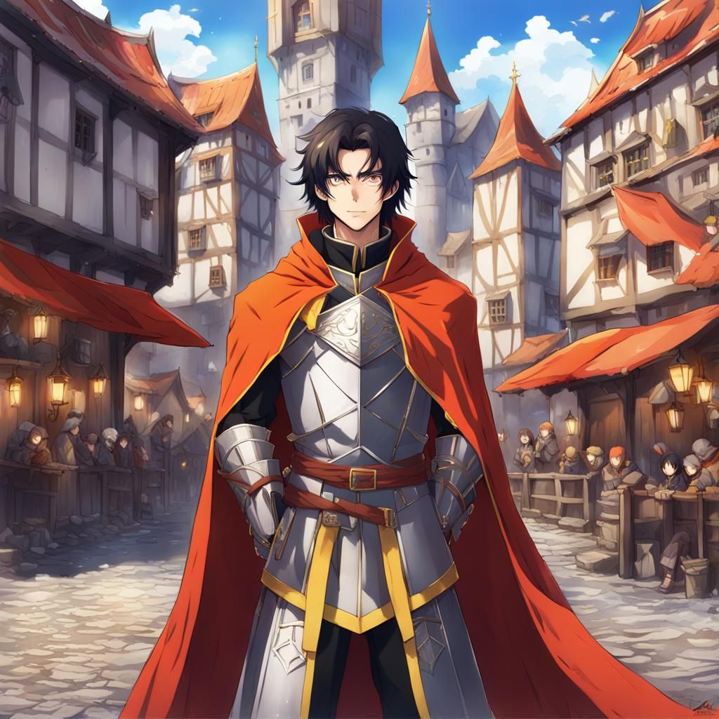 Anime Lord in Medieval Town Square