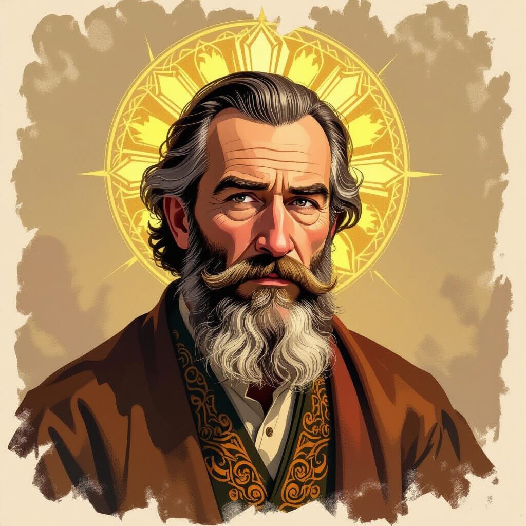 Intelligent Man Portrait in Rublev & Aardman Style