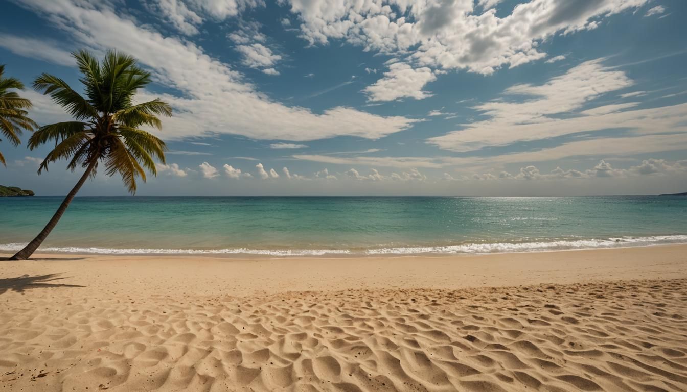 Hyperrealistic Tropical Beach on a Sunny Day