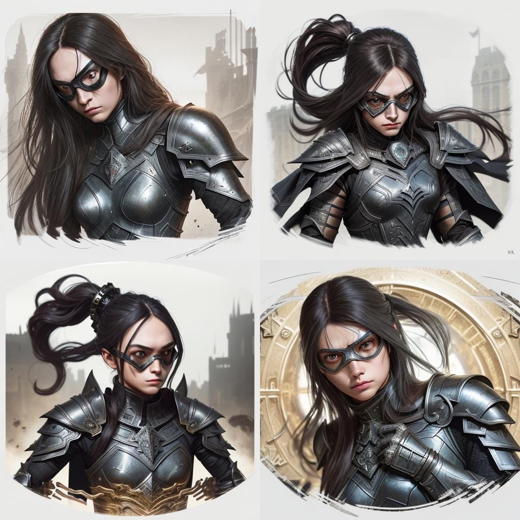 Dark-Haired Woman Superhero in Armored Costume