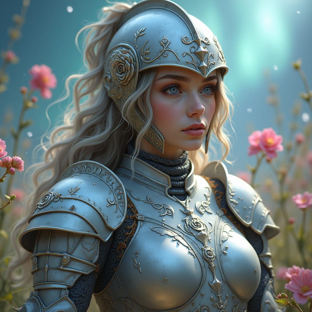 Regal Female Knight of Love in Whimsical Armor