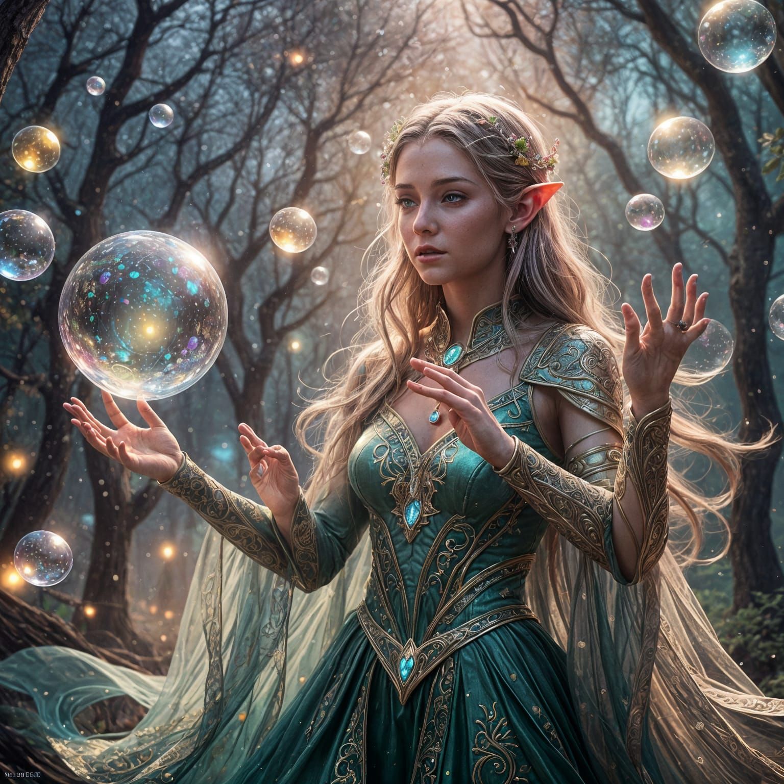 Elven Lady's Song Visualized as Colorful Bubble