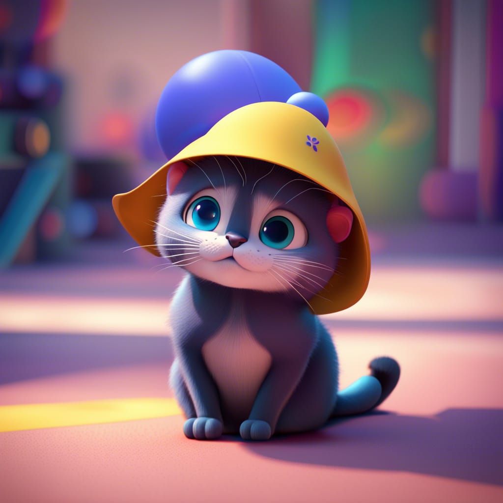 Cute Cat in Pixar-Style 3D Digital Art
