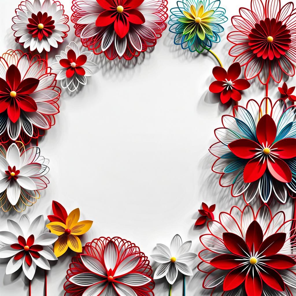 Flower String Art style:: masterpiece, minimalist, open area...