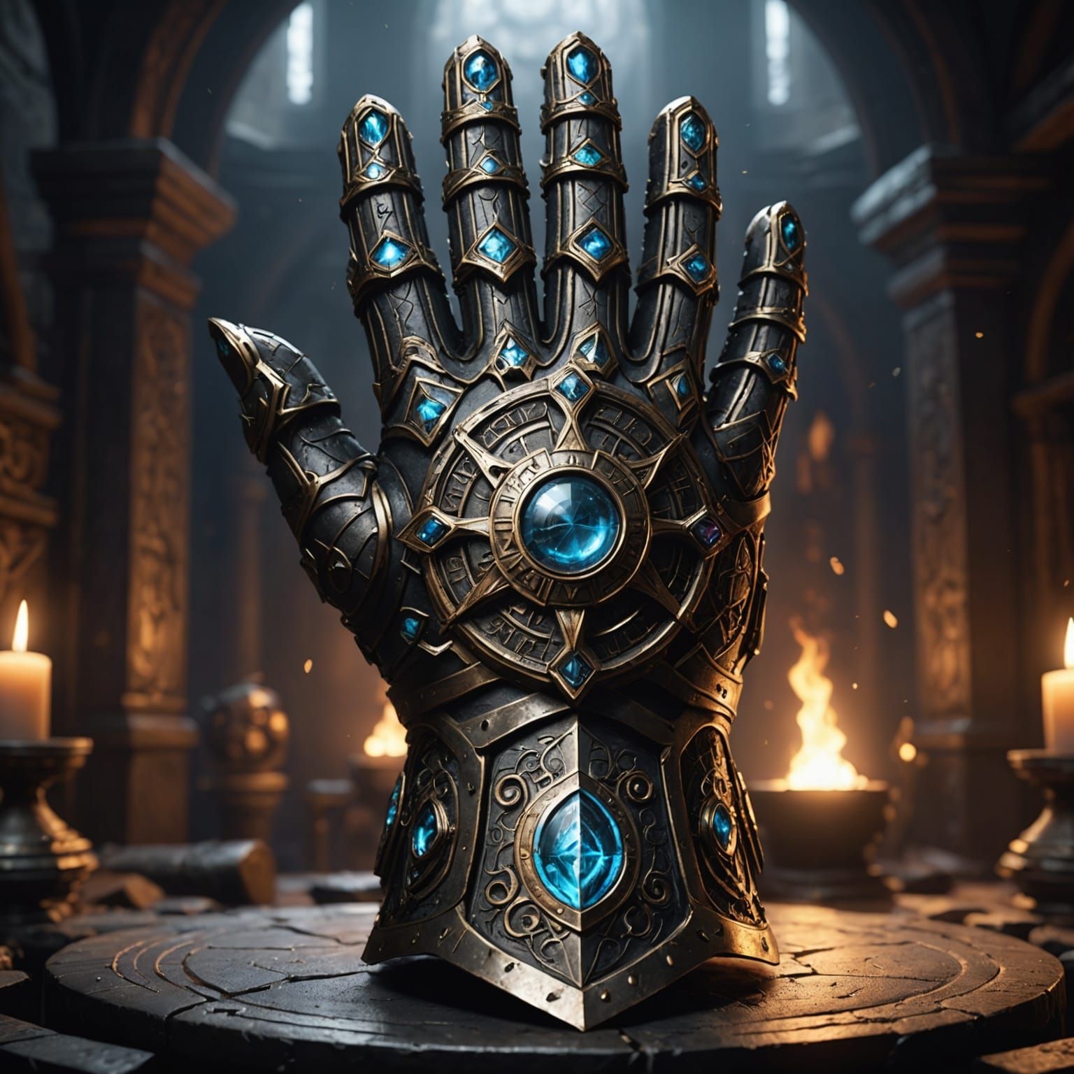 Six-Fingered Iron Gauntlet Unleashing Arcane Powers