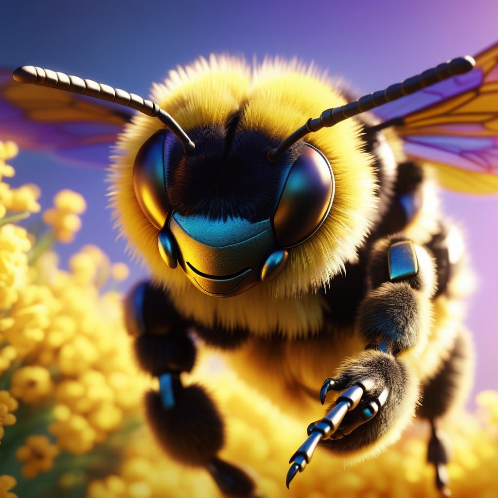 Nervous Bumblebee in Vibrant Digital Art Style