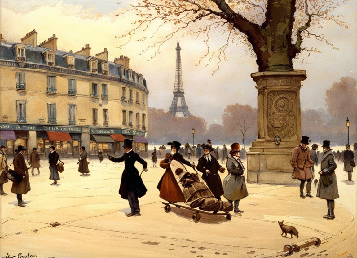 Skateboarding in Paris: A Belle Époque Scene