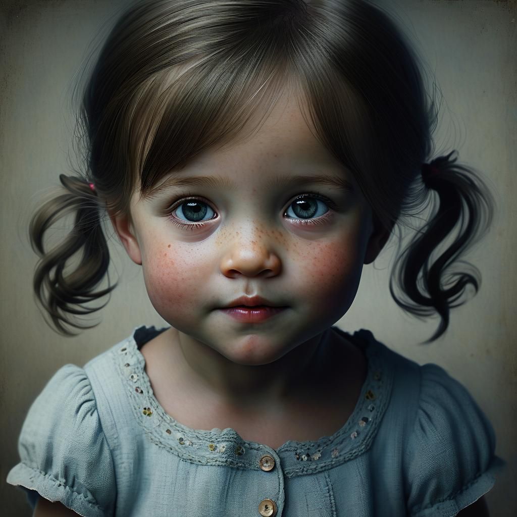 Sweet Little Girl Portrait in Perfect Realism