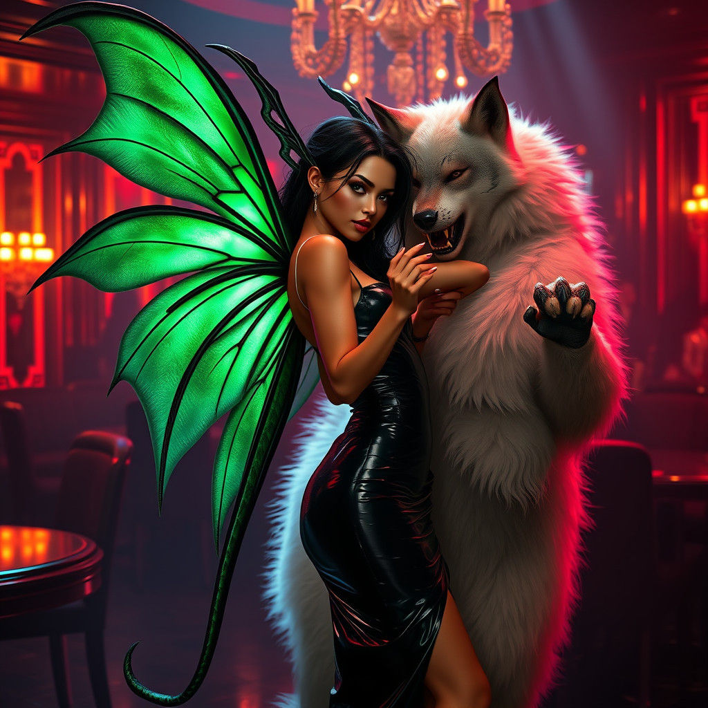 Fairy and Werewolf Dance in Opulent Nightclub