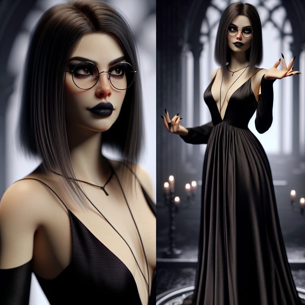 Velma Dinkley Transformed into Morticia Addams