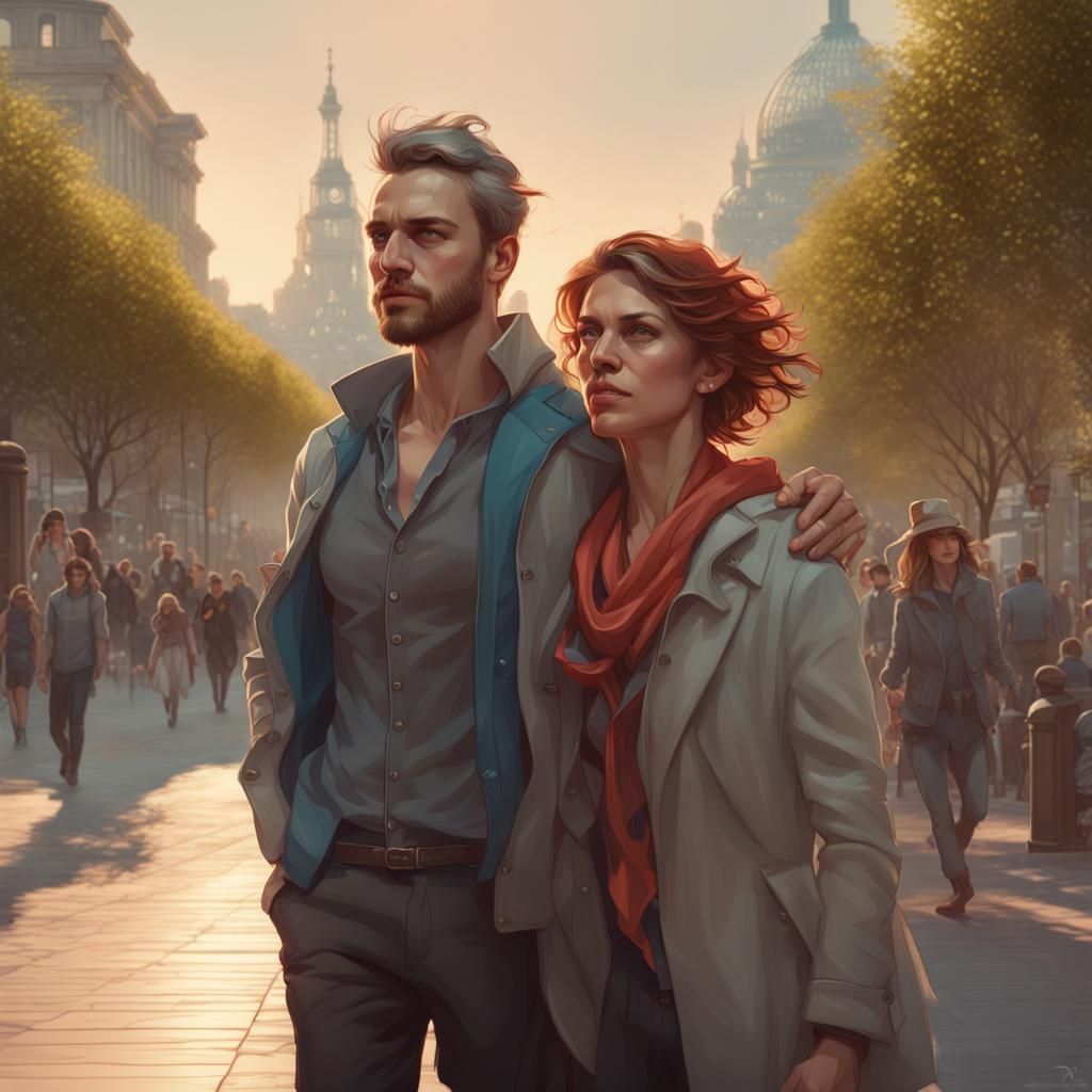 Modern Mother and Son Portrait in Hyperdetailed Style