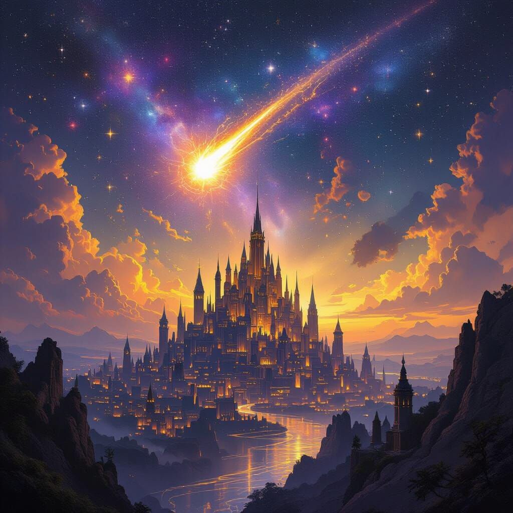 Mystical City on the Edge of Forever in Dark Fantasy Style