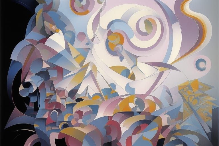 Art Deco Pink Lines Fantasy Art