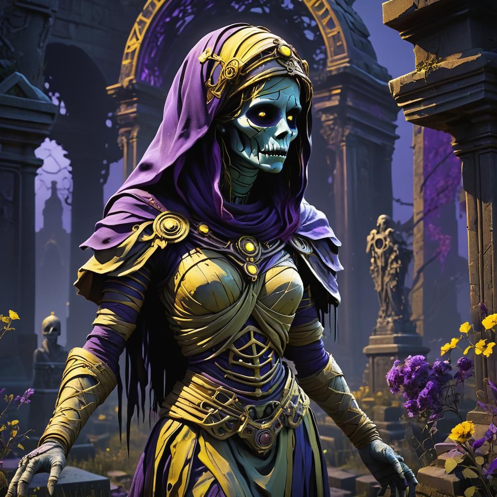 Mummy Emerges in Haunted Cemetery: Dark Fantasy Art