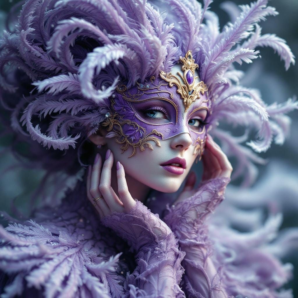 Dreamlike Venetian Masquerade Portrait in Surreal Style