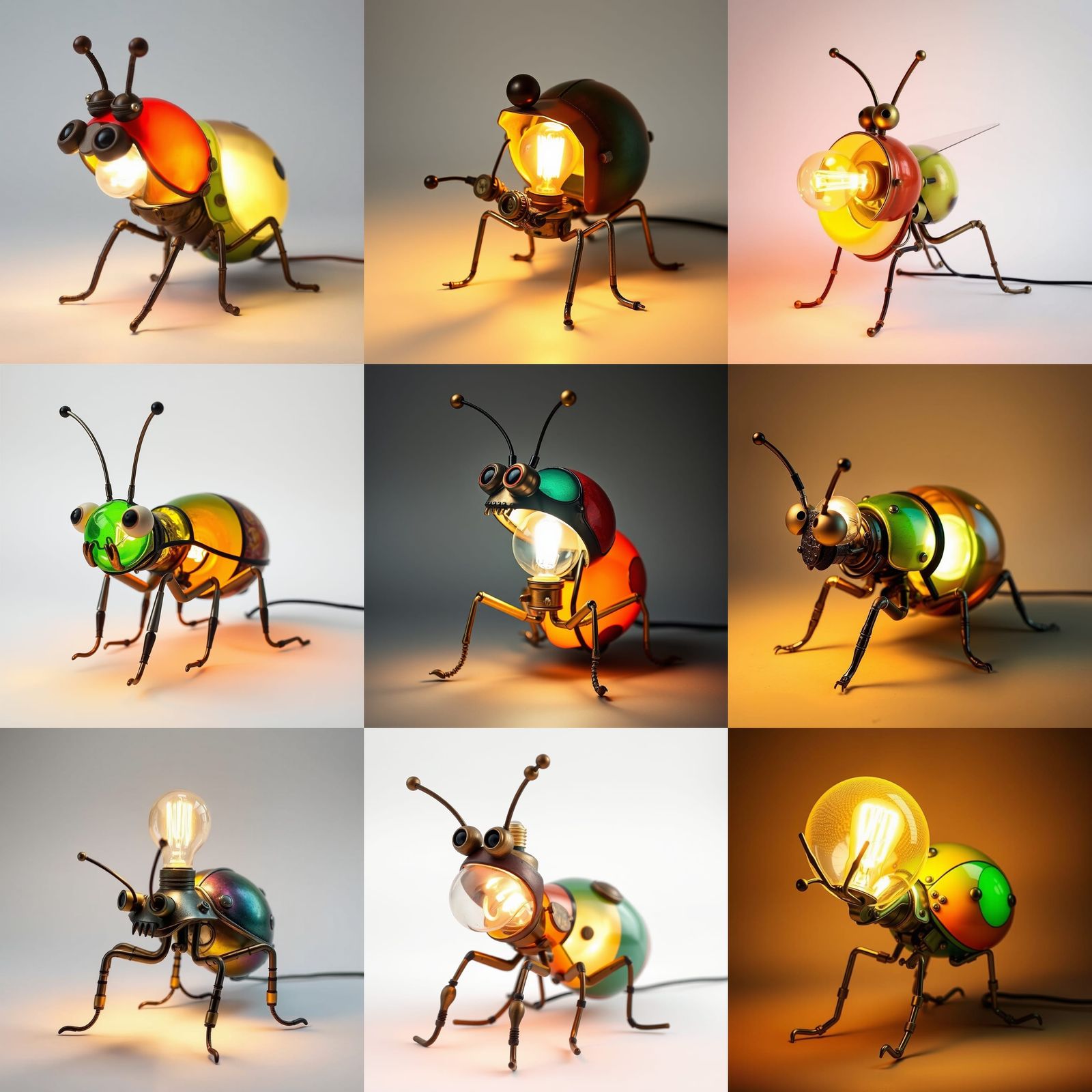 Whimsical Insect Lamp with Steampunk Elements