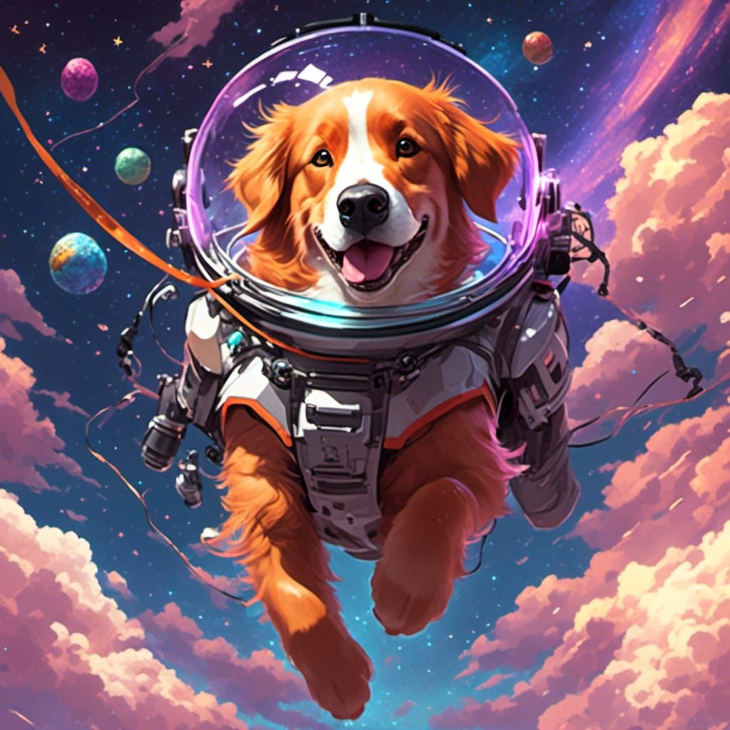 Duck Toller Retriever Floating in Space