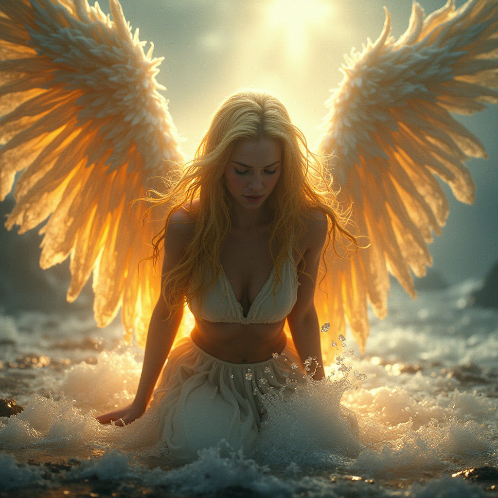 Angelic Figure Bathed in Ethereal Light