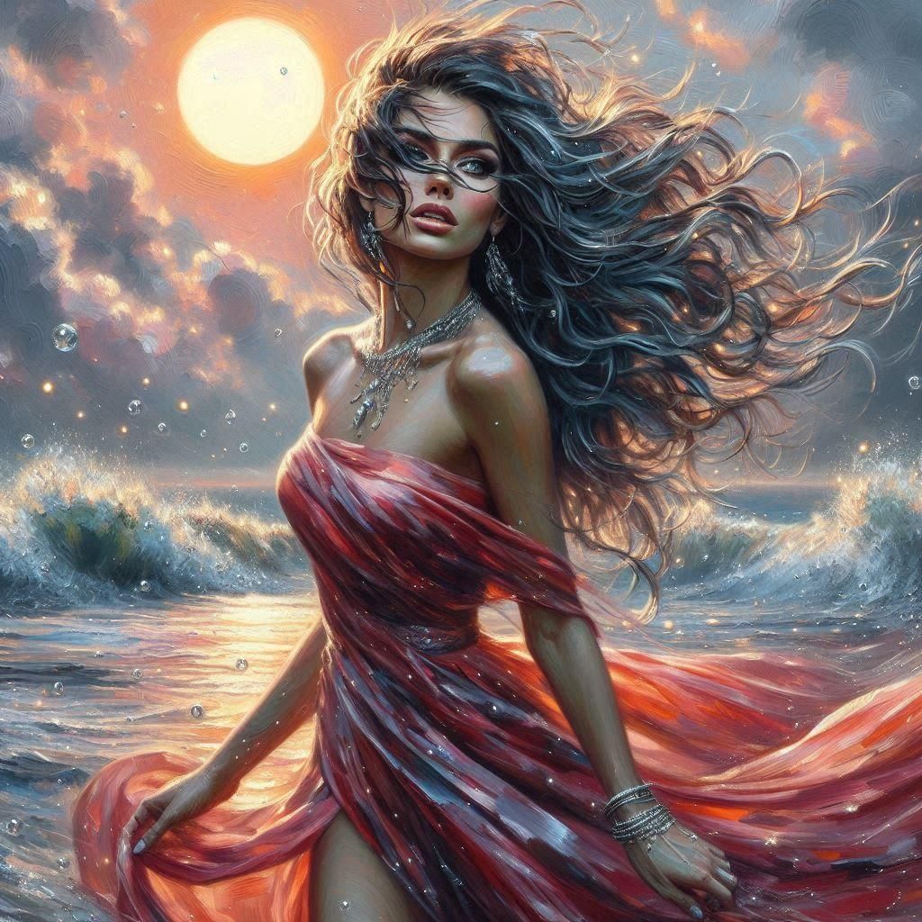 Impressionistic Oil Painting of a Red Dress