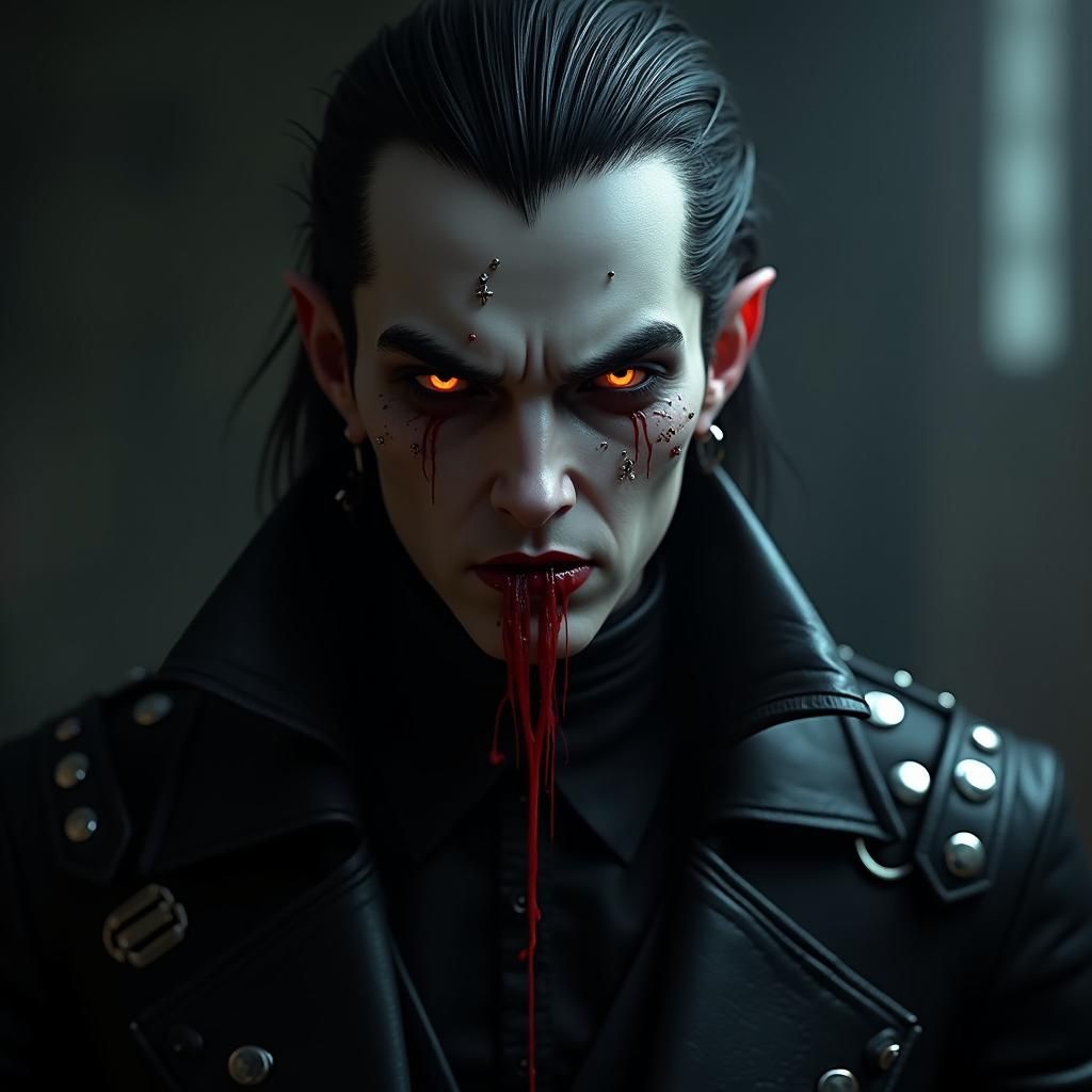 Vampire Portrait with Glowing Eyes in Dark Fantasy Style