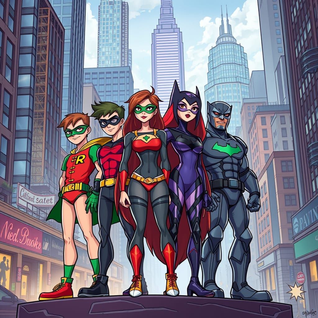 Realistic Teen Heroes Unite in Urban Cityscape