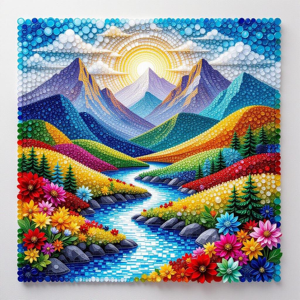 Beaded Landscape: Shimmering Hills and Mountains