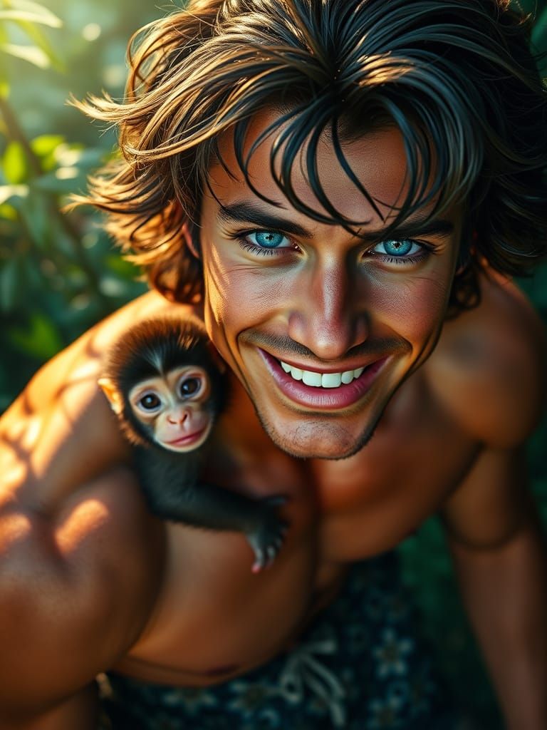 Chiseled Jungle Adventurer with Monkey
