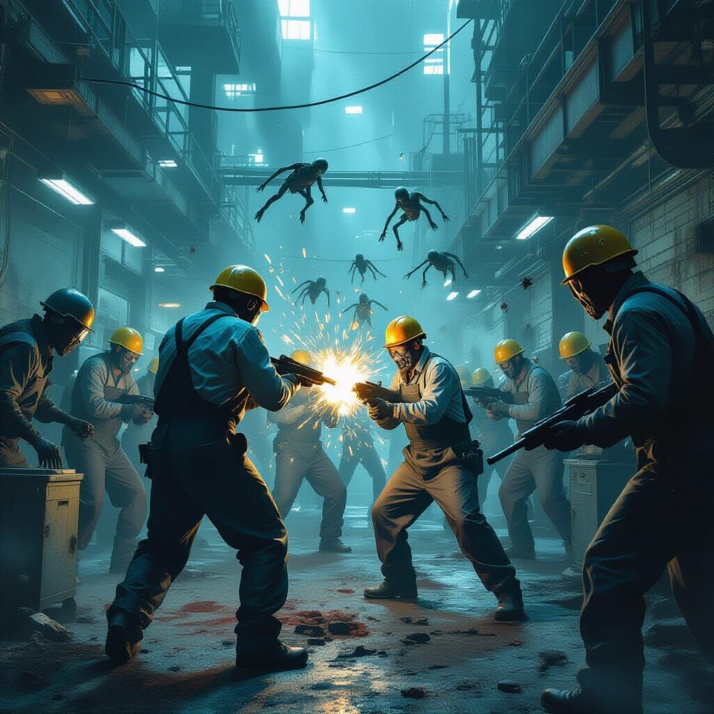 Factory Workers Fight Zombies in Industrial Wasteland