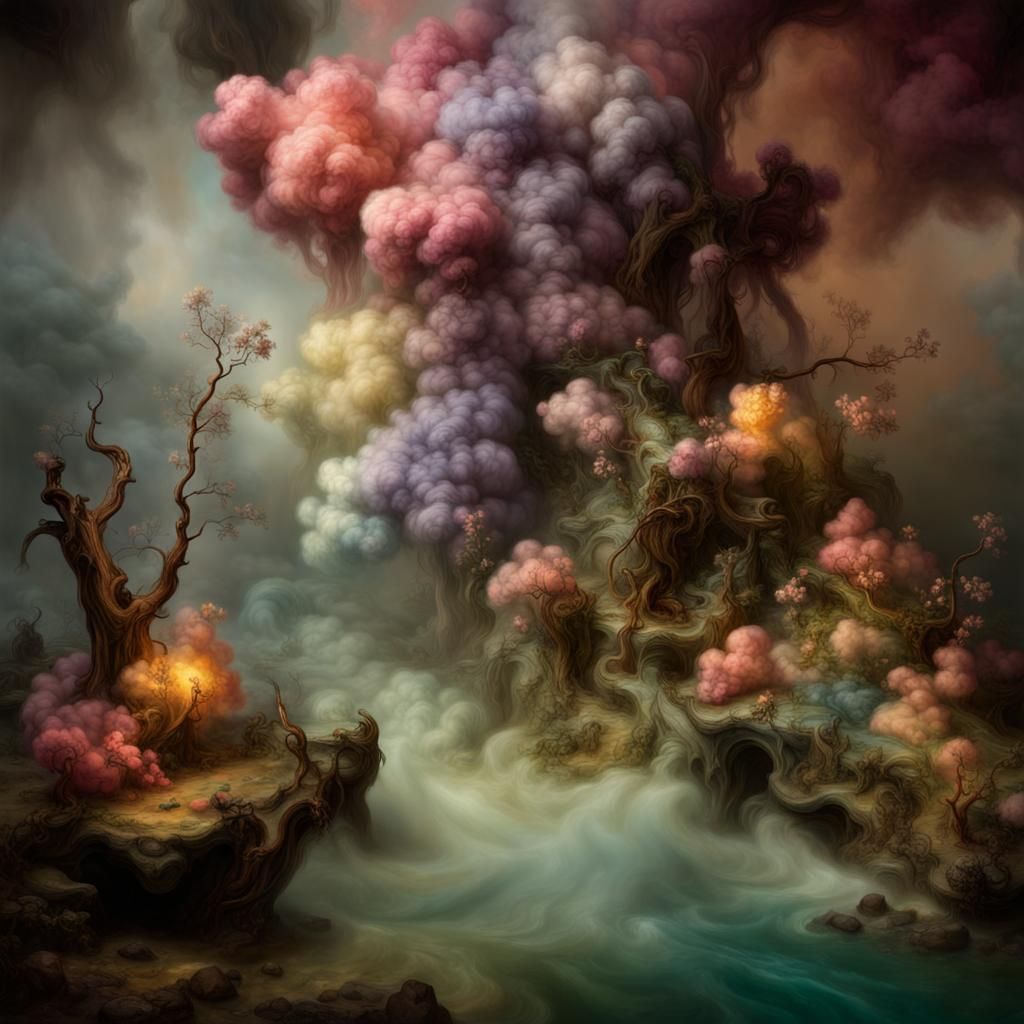 Abstract Underwater Landscape Inspired by Experimental Photo...