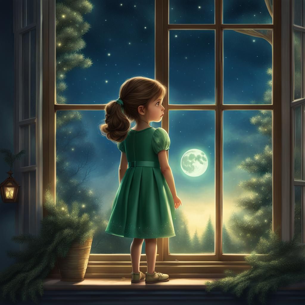 A 3D cinematic illustration of a 6-year-old girl