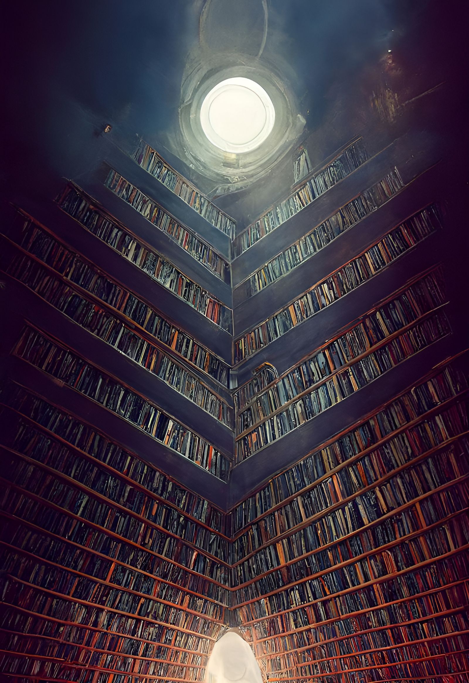 Infinite Celestial Library in Watercolor Style