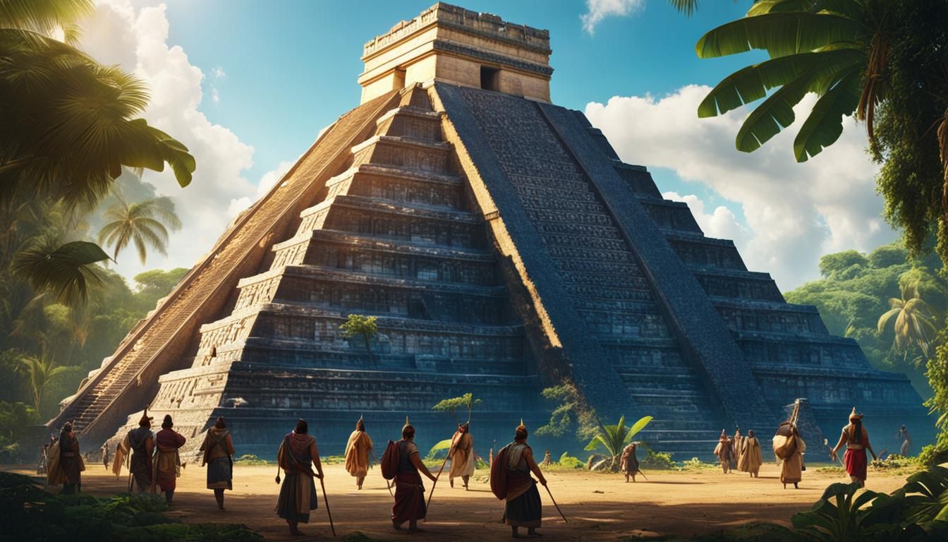 Hyperrealistic Mayan Pyramid Concept Art