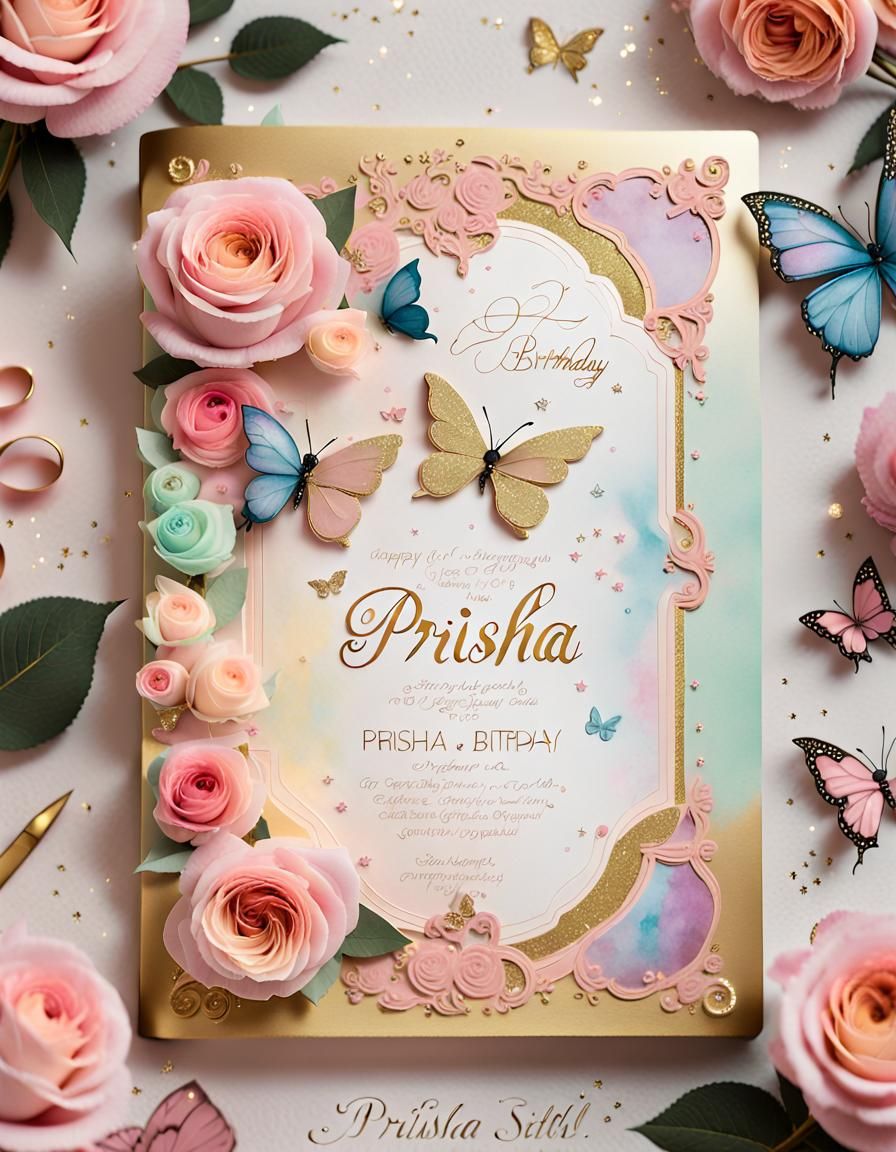 Princess Birthday Invitation with Watercolor Roses