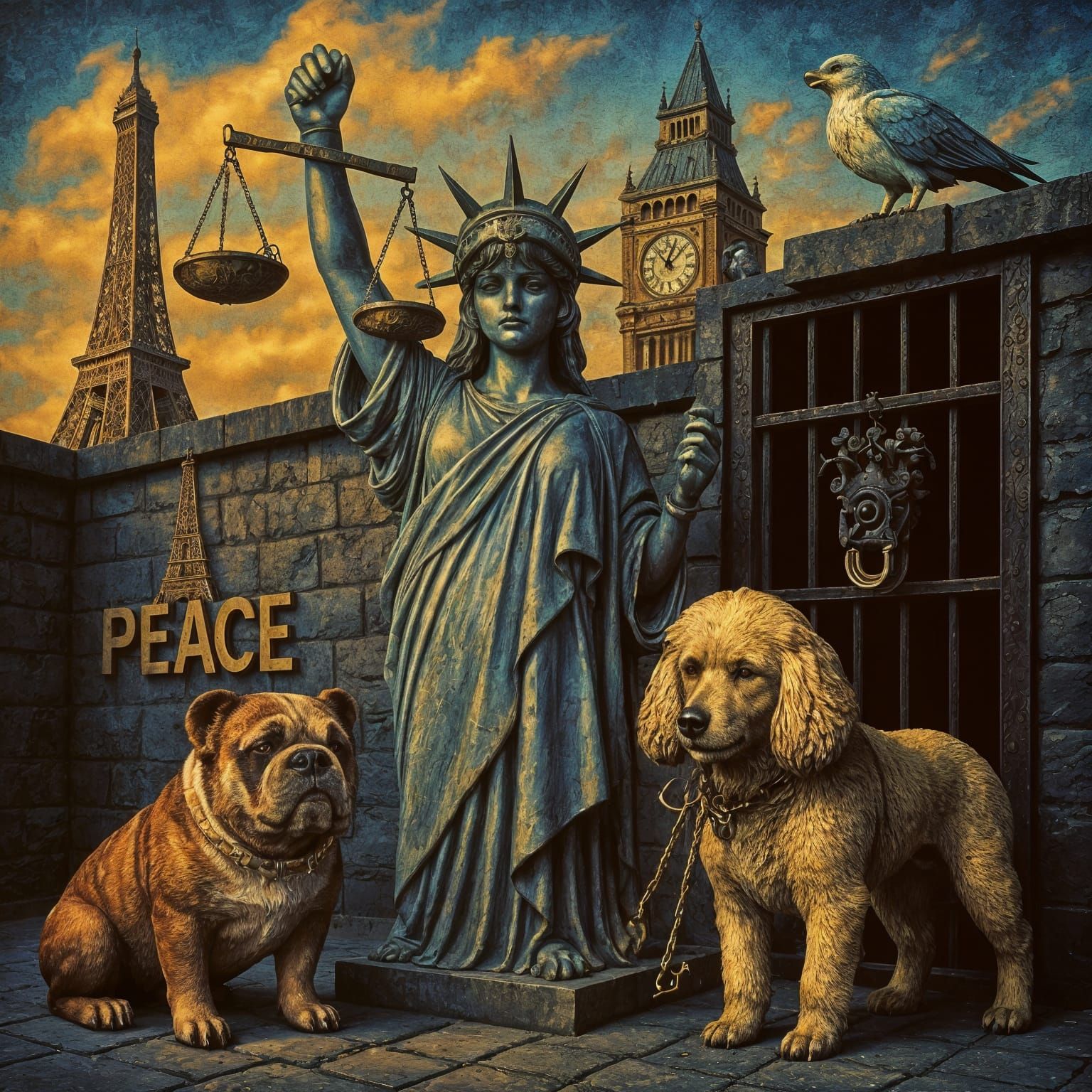 Lady Justice Behind Bars: A Fantasy Scene