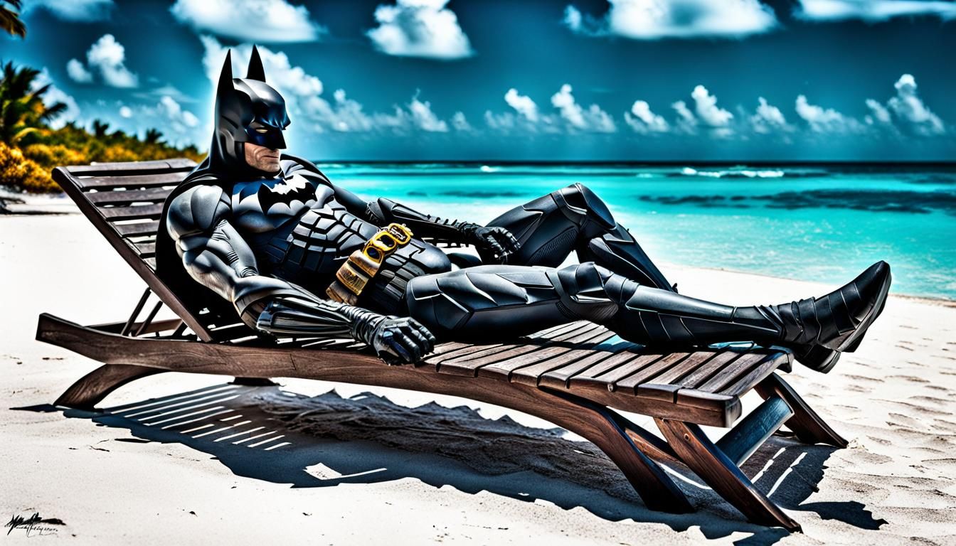 Batman Relaxing in the Bahamas: Hyperrealistic Image
