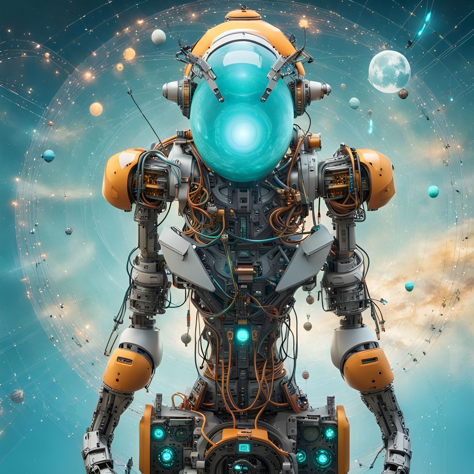 Cyborg Navigating a Spaceship Starmap