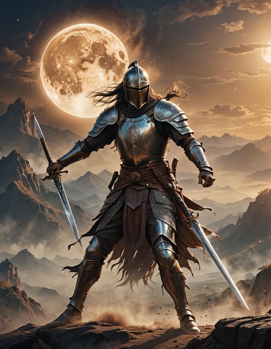 Javanese Knight in Action Pose, Fantasy Concept Art