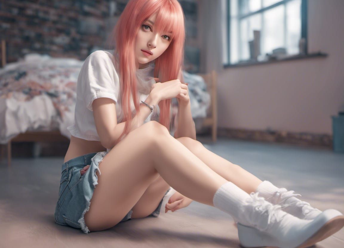Revealing Slim Waifu Photo in Hyperrealistic Style