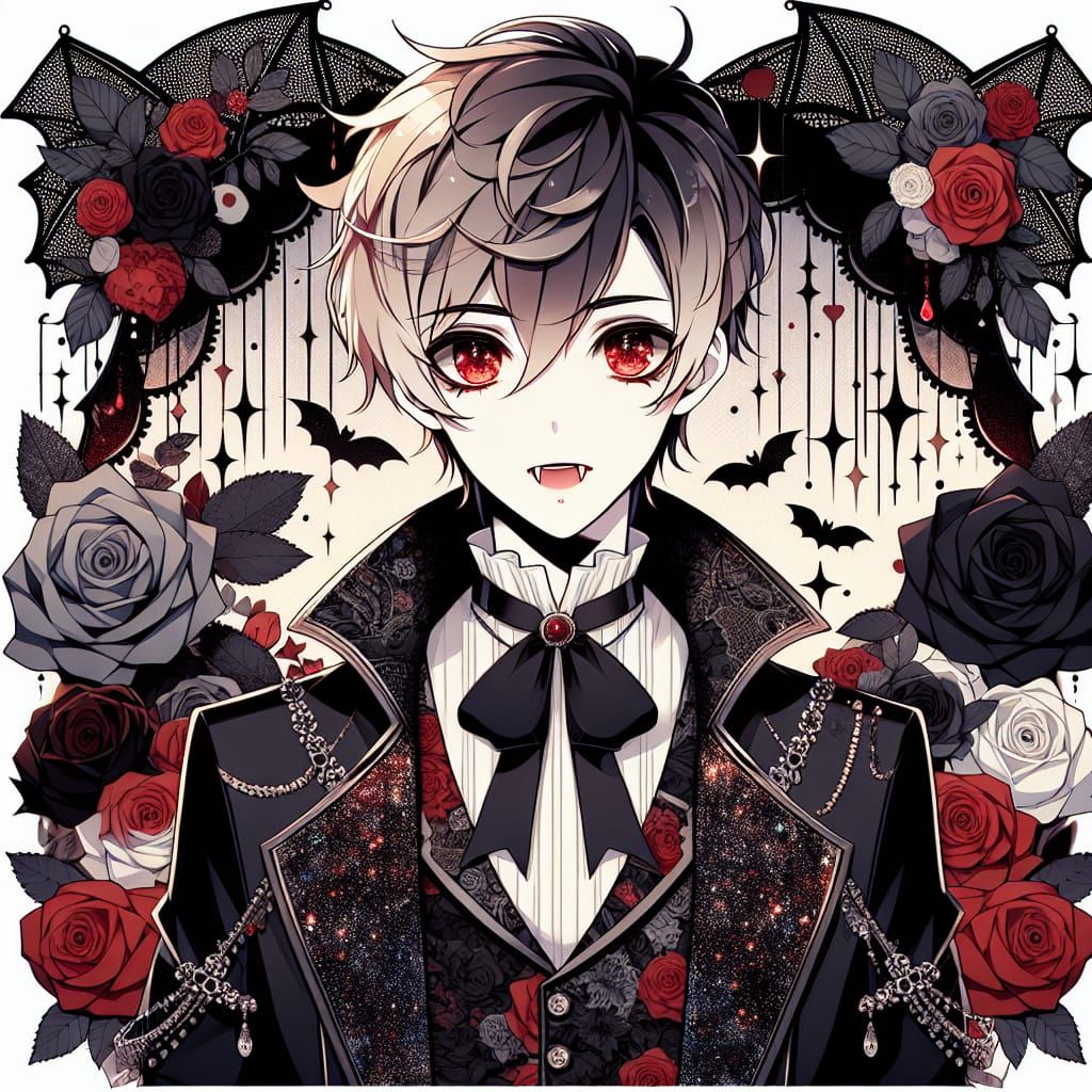 Gothic Vampire Boy in Anime Style